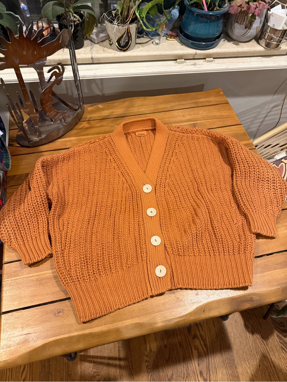Babaa Chunky Knit Cardigan in Burnt Orange EUC